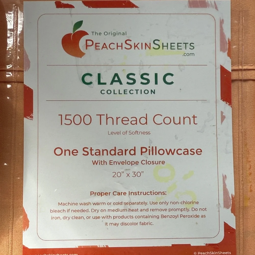 The Original Peach Skin Sheets Classic Collection Standard Pillowcase - Peach